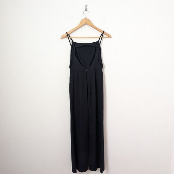 Reformation black twill Anderson square neck low scoop back cropped jumpsuit - Picture 6 of 7